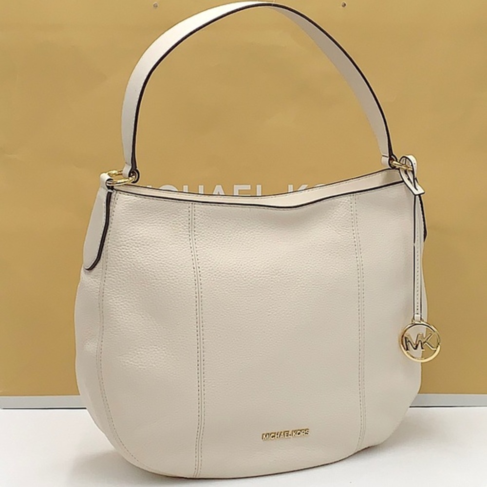 Michael Kors Brooke Lg Hobo Shoulder Bag Leather Lt Cream